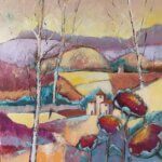 Josiane Pinel Debris - Hélianthe, soleil - Huile sur toile et collages - 80x80 cm
