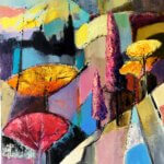 Josiane Pinel Debris - Un balcon sur la ville - Huile sur toile - 116x81 cm (vendu)